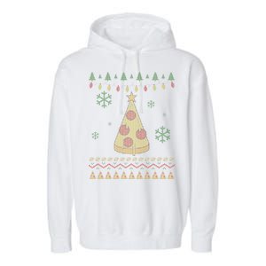 Pizza Christmas Tree Ugly Garment-Dyed Fleece Hoodie