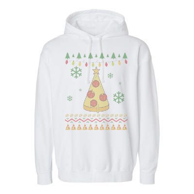 Pizza Christmas Tree Ugly Garment-Dyed Fleece Hoodie