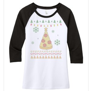 Pizza Christmas Tree Ugly Women's Tri-Blend 3/4-Sleeve Raglan Shirt