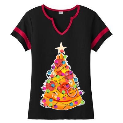 Pizza Crustmas Tree Ladies Halftime Notch Neck Tee