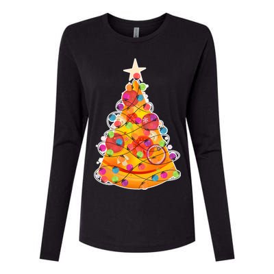 Pizza Crustmas Tree Womens Cotton Relaxed Long Sleeve T-Shirt