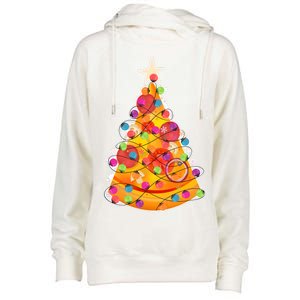 Pizza Crustmas Tree Womens Funnel Neck Pullover Hood