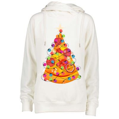 Pizza Crustmas Tree Womens Funnel Neck Pullover Hood