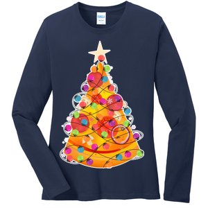 Pizza Crustmas Tree Ladies Long Sleeve Shirt