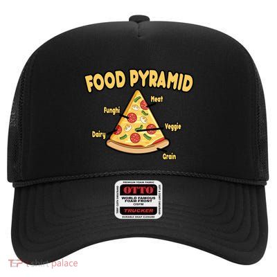 Pizza Food Pyramid High Crown Mesh Back Trucker Hat