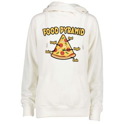 Pizza Food Pyramid Womens Funnel Neck Pullover Hood