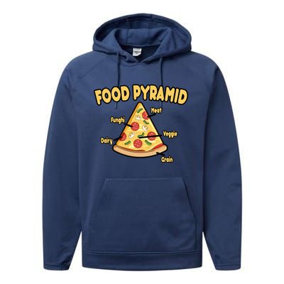 Pizza Food Pyramid Performance Fleece Hoodie