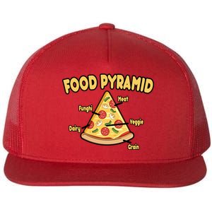 Pizza Food Pyramid Flat Bill Trucker Hat