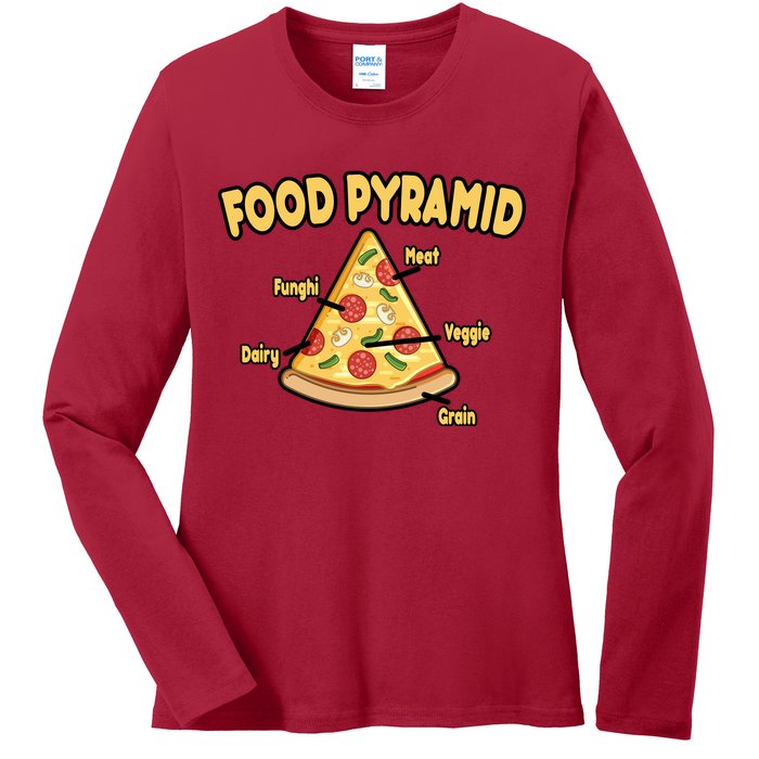 Pizza Food Pyramid Ladies Long Sleeve Shirt