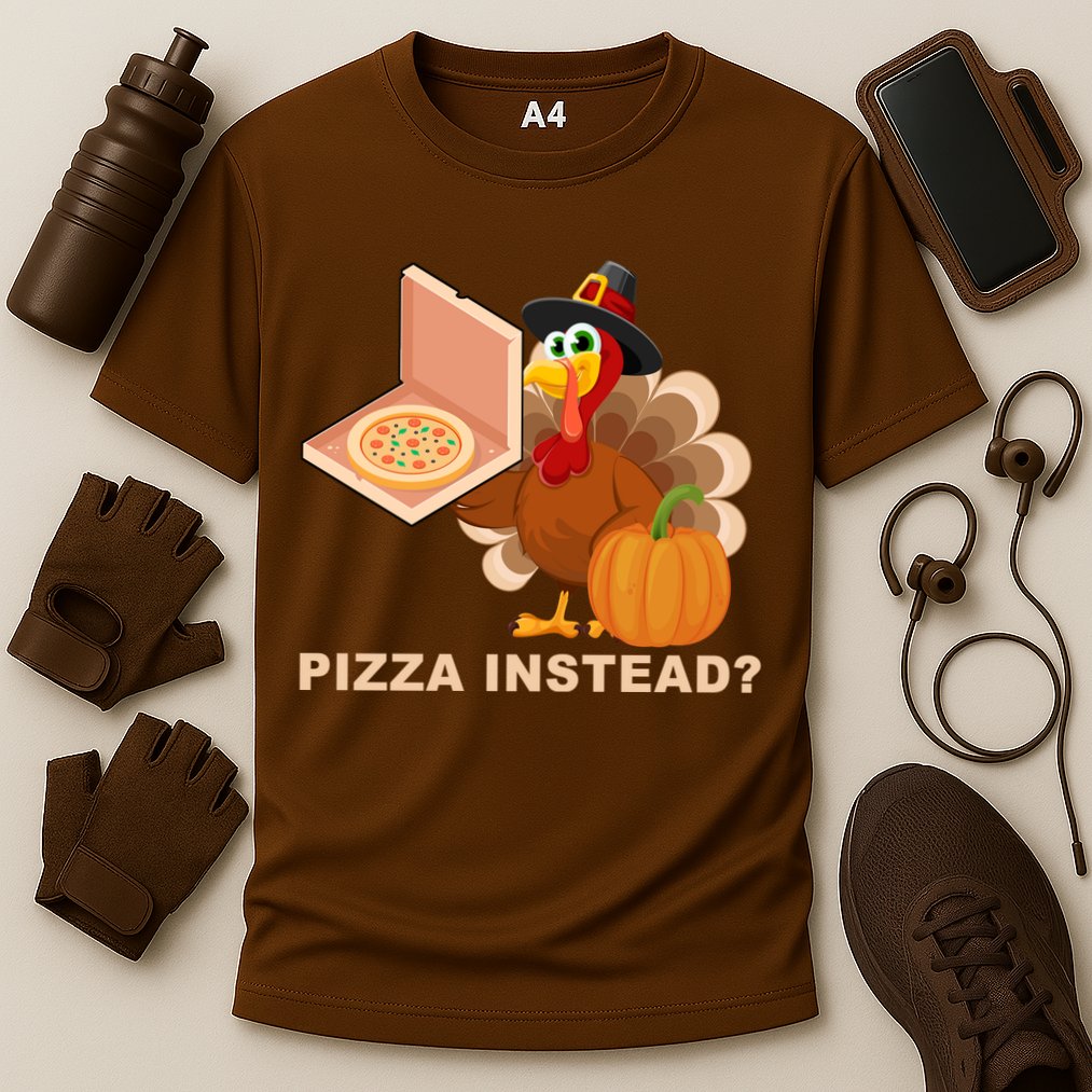 Pizza Instead? Funny Turkey Thanksgiving Cooling Performance Crew T-Shirt