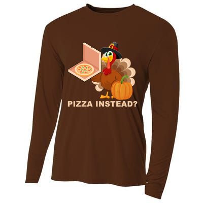 Pizza Instead? Funny Turkey Thanksgiving Cooling Performance Long Sleeve Crew