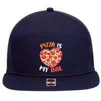 Pizza is My Bae Funny Valentines Day 7 Panel Mesh Trucker Snapback Hat