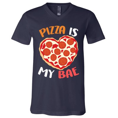 Pizza is My Bae Funny Valentines Day V-Neck T-Shirt