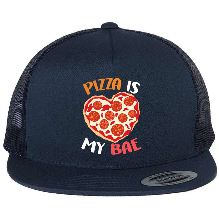 Pizza is My Bae Funny Valentines Day Flat Bill Trucker Hat