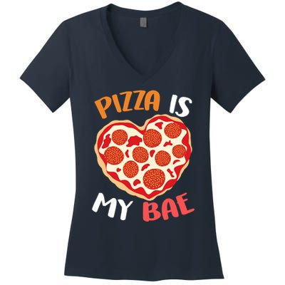 Pizza is My Bae Funny Valentines Day Women's V-Neck T-Shirt
