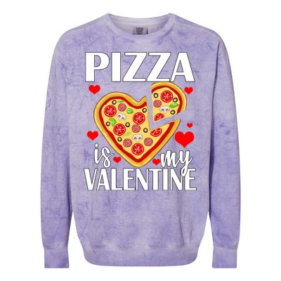 Pizza Is My Valentine Colorblast Crewneck Sweatshirt