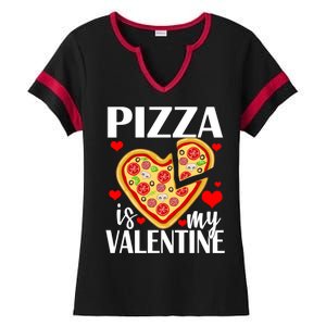 Pizza Is My Valentine Ladies Halftime Notch Neck Tee