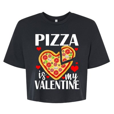 Pizza Is My Valentine Bella+Canvas Jersey Crop Tee