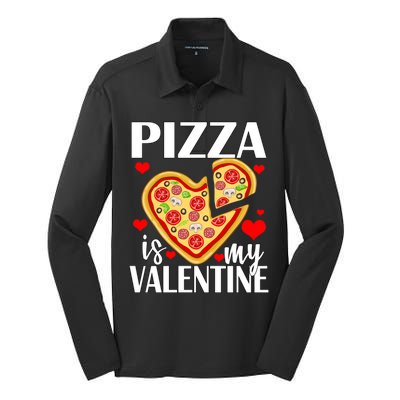 Pizza Is My Valentine Silk Touch Performance Long Sleeve Polo