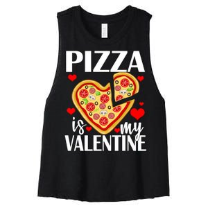 Pizza Is My Valentine Women's Racerback Cropped Tank