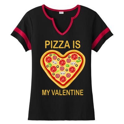 Pizza Is My Valentine Funny Pizza Lover Ladies Halftime Notch Neck Tee