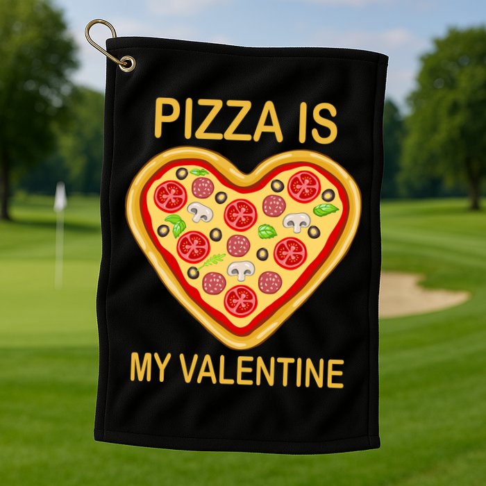 Pizza Is My Valentine Funny Pizza Lover Golf Towel