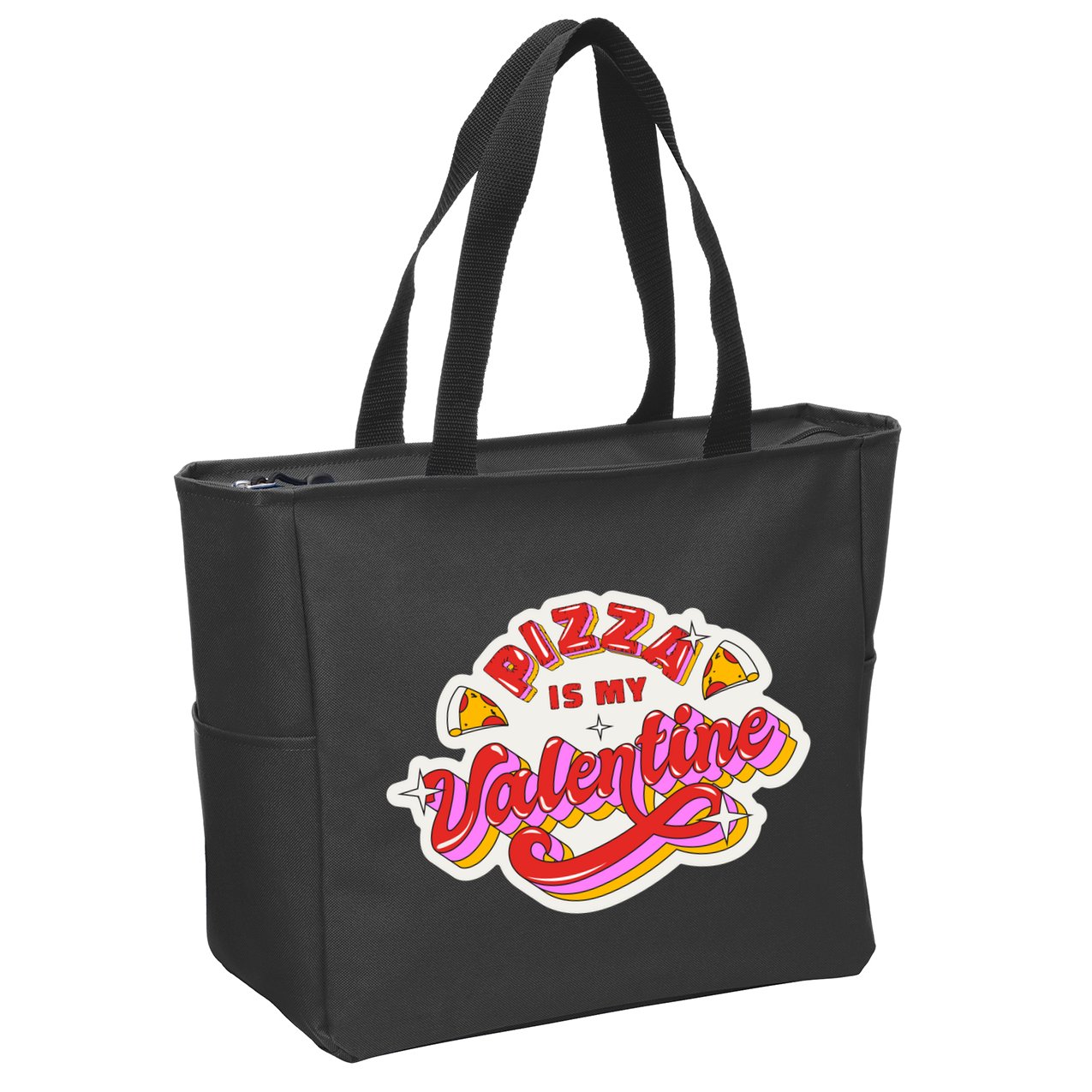 Pizza Is My Valentine Funny Valentine's Day Love Zip Tote Bag