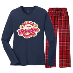 Pizza Is My Valentine Funny Valentine's Day Love Women's Long Sleeve Flannel Pajama Set 