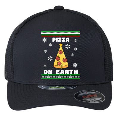 Pizza On Earth Ugly Christmas Flexfit Unipanel Trucker Cap