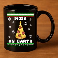 Pizza On Earth Ugly Christmas 11oz C Handle Ceramic Mug