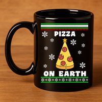 Pizza On Earth Ugly Christmas 11oz C Handle Ceramic Mug