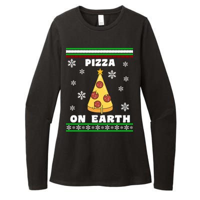 Pizza On Earth Ugly Christmas Womens CVC Long Sleeve Shirt