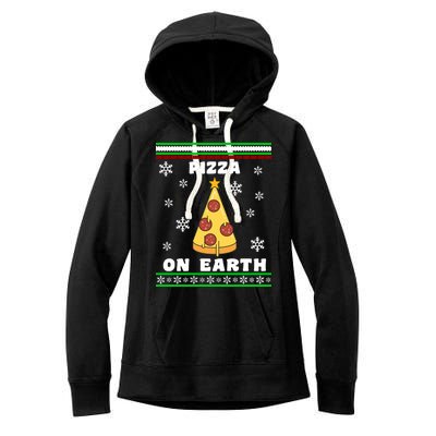 Pizza On Earth Ugly Christmas Women's Fleece Hoodie