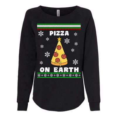 Pizza On Earth Ugly Christmas Womens California Wash Sweatshirt