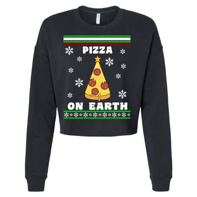 Pizza On Earth Ugly Christmas Cropped Pullover Crew