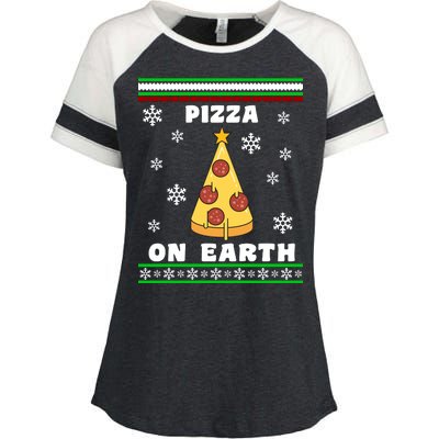 Pizza On Earth Ugly Christmas Enza Ladies Jersey Colorblock Tee