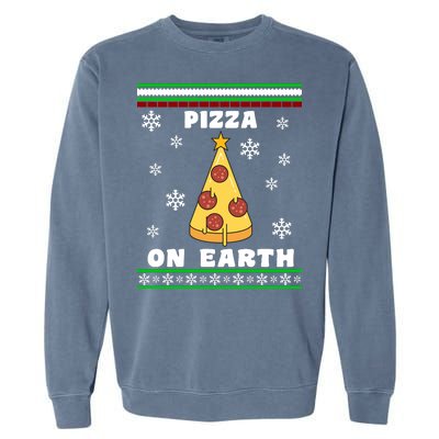 Pizza On Earth Ugly Christmas Garment-Dyed Sweatshirt