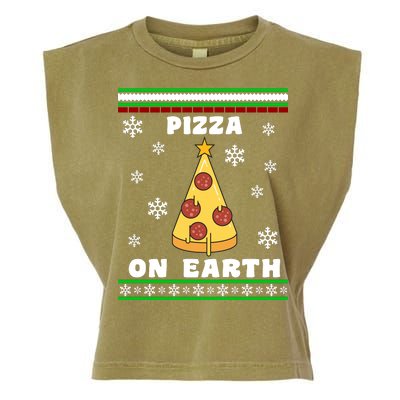 Pizza On Earth Ugly Christmas Garment-Dyed Women's Muscle Tee