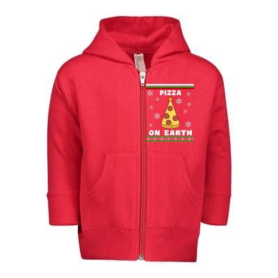 Pizza On Earth Ugly Christmas Toddler Zip Fleece Hoodie