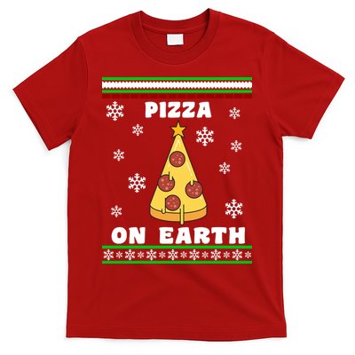 Pizza On Earth Ugly Christmas T-Shirt