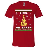 Pizza On Earth Ugly Christmas V-Neck T-Shirt