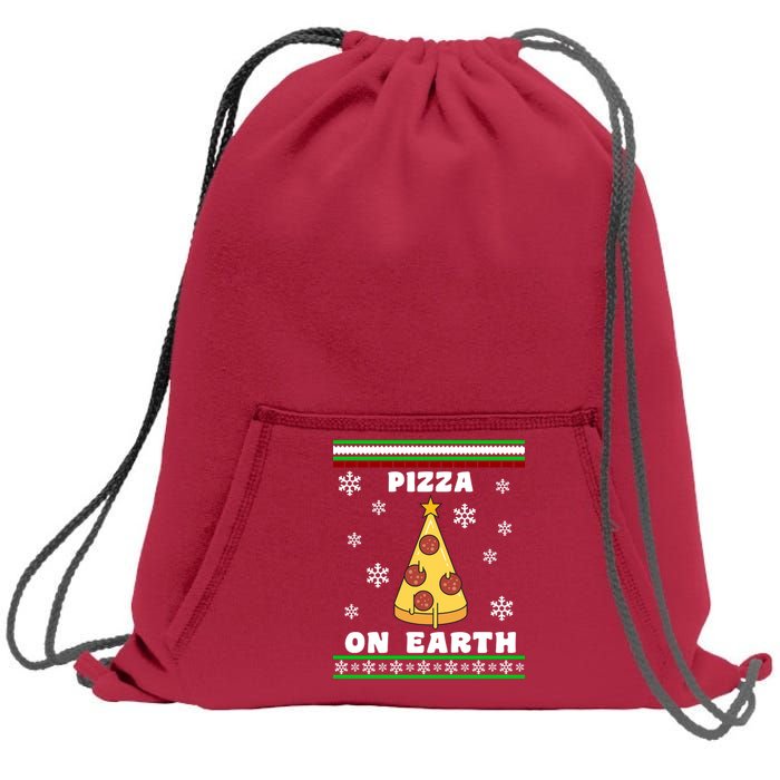 Pizza On Earth Ugly Christmas Sweatshirt Cinch Pack Bag