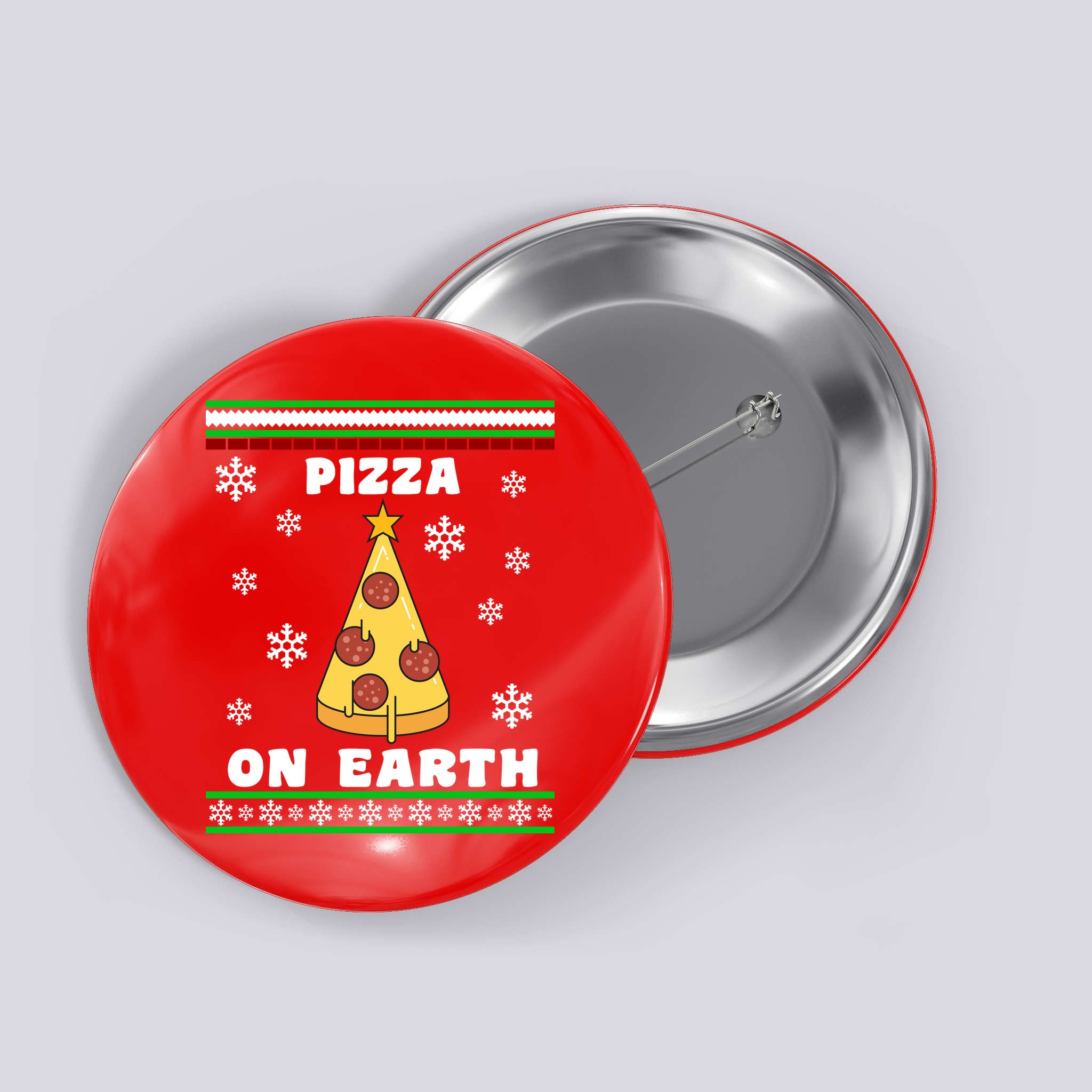 Pizza On Earth Ugly Christmas Button