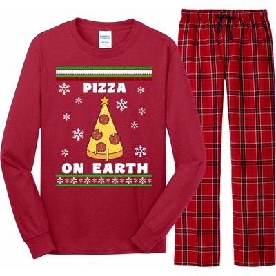 Pizza On Earth Ugly Christmas Long Sleeve Pajama Set