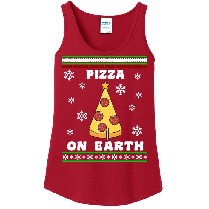 Pizza On Earth Ugly Christmas Ladies Essential Tank