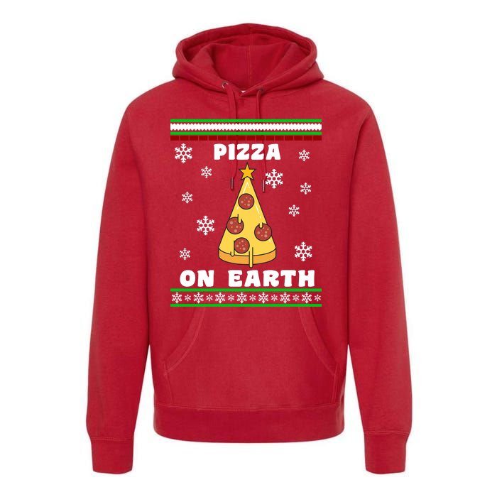 Pizza On Earth Ugly Christmas Premium Hoodie