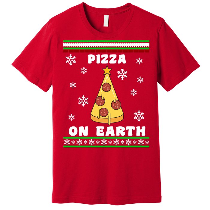 Pizza On Earth Ugly Christmas Premium T-Shirt