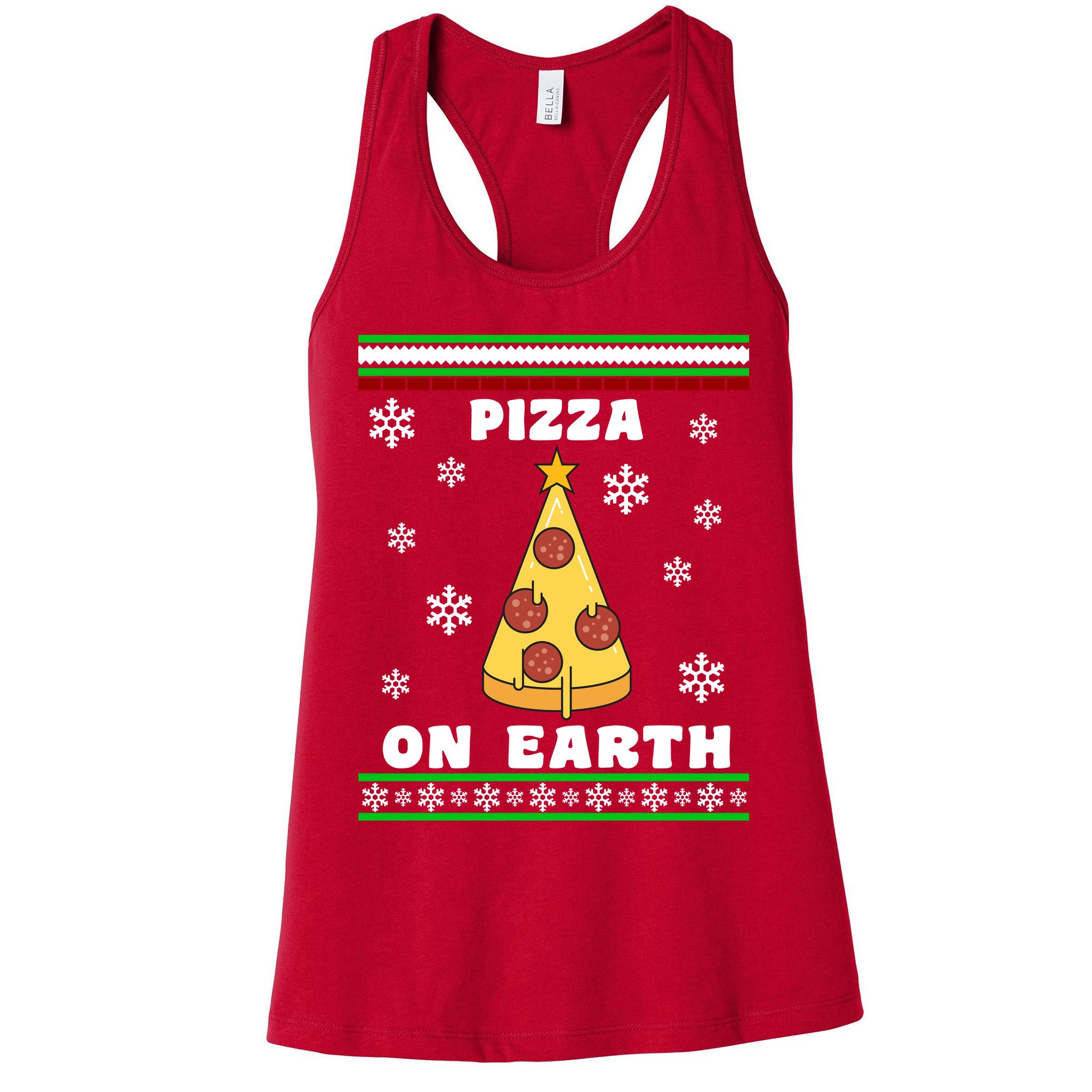 Pizza On Earth Ugly Christmas Womens Tank Top