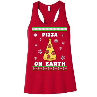 Pizza On Earth Ugly Christmas Women's Racerback Tank