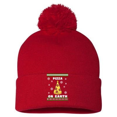 Pizza On Earth Ugly Christmas Pom Pom 12in Knit Beanie